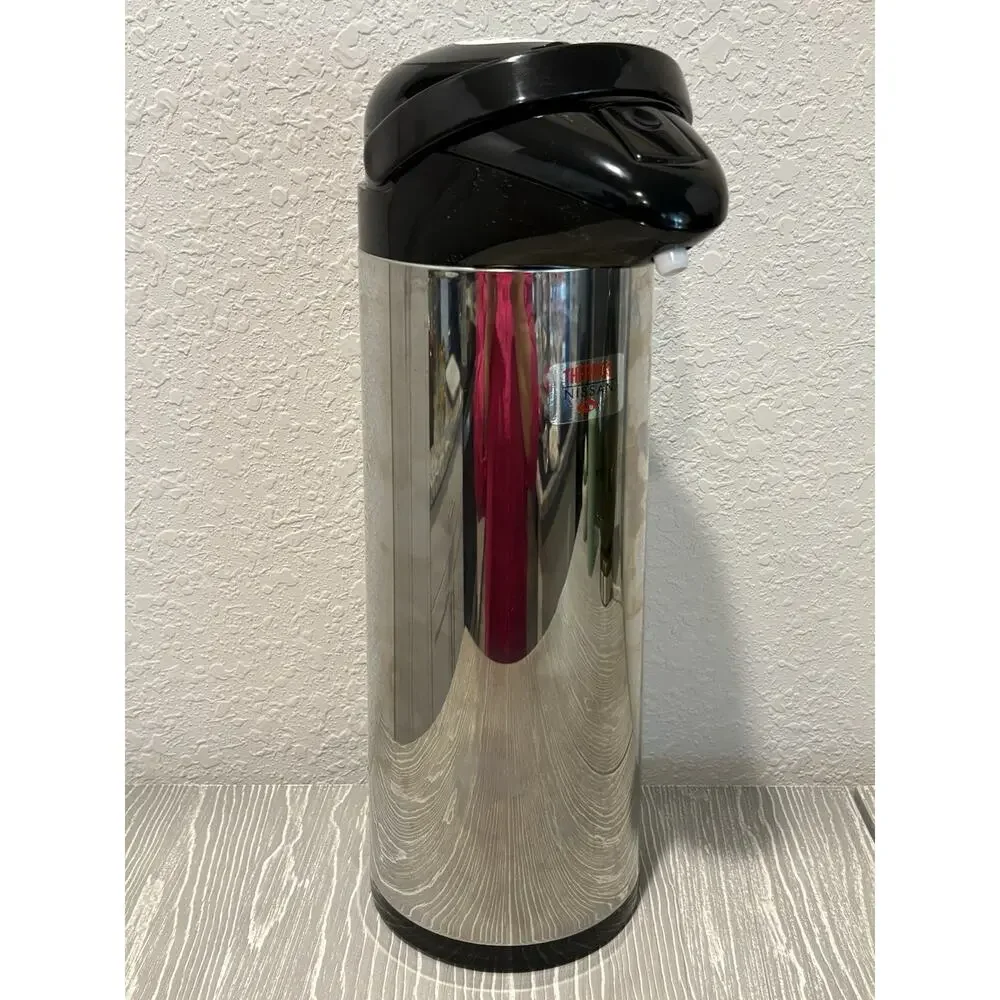Nissan Glass Vacuum Thermos Insulated Pump Pot Hot Cold Beverage Server